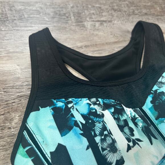 Nanette Lepore Sport Floral Print Racerback Sports Bra Black Mesh Size XS - Picture 4 of 7